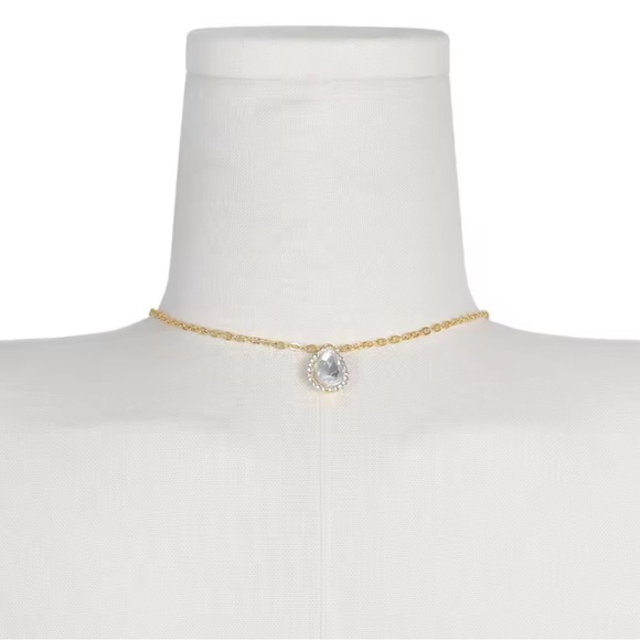 Gold & Crystal Body Back Water Drop Necklace Chain - Picture 5 of 16